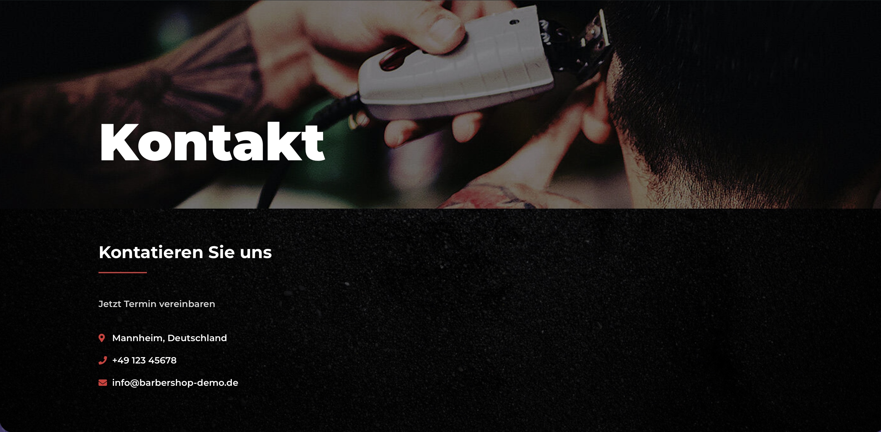 Barbershop Website Kontakt
